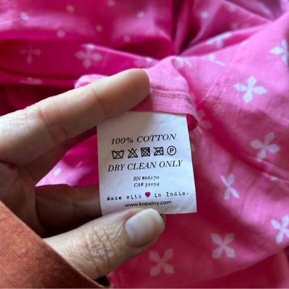 ANTHROPOLOGIE KOPAL Sz XS Luma Peasant Blouse Pink Puff Sleeves Cotton Boho - Picture 6 of 8